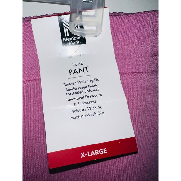 Members Mark Womens Orchid Relaxed Wide Leg Pants XL Soft Fabric Drawstring Pink - Picture 3 of 5